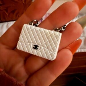 White Quilted Chain Mini Bag